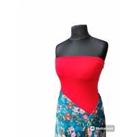 Krótki top damski plażowy Bluzka bez ramiączek - czerwony